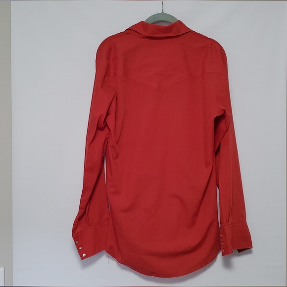 Champion Westerns Vintage Long Sleeve Button-Up Red Shirt Pearlescent Snaps - Picture 2 of 6
